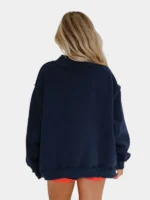 Jesus Oversized Mock Neck Sweatshirt Navy