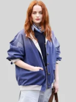 Joey King Miu Miu Fashion Show Paris Fashion Week Blue Cotton Jacket