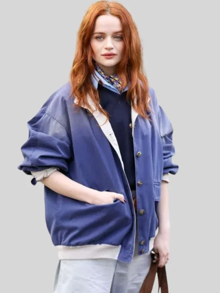 Joey King Miu Miu Fashion Show Paris Fashion Week Blue Cotton Jacket