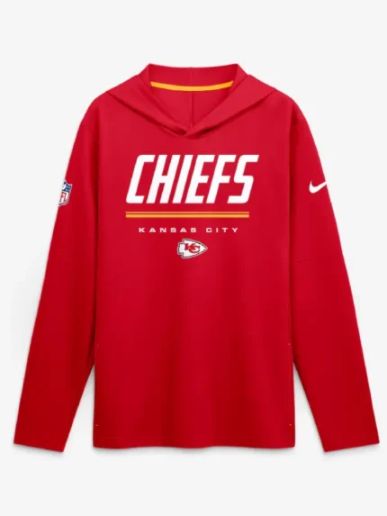 Kansas City Chiefs Nike Sideline Game On Long Sleeve Hooded T-shirt