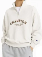 Kim Taehyung BTS V Champion Athletic Club Est 1919 Off White Half Zip Pullover Jacket