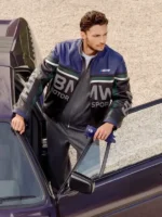 Kith for BMW Motorsport Purple And Black Leather Moto Jacket