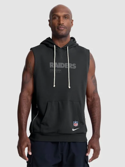 Las Vegas Raiders 2026 Black Nike Standard Issue Dri FIT Sideline Sleeveless Hoodie
