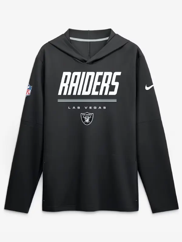 Las Vegas Raiders Nike Sideline Game On Long Sleeve Hooded T-shirt Las Vegas Raiders Nike Sideline Game On Long Sleeve Hooded T-shirt