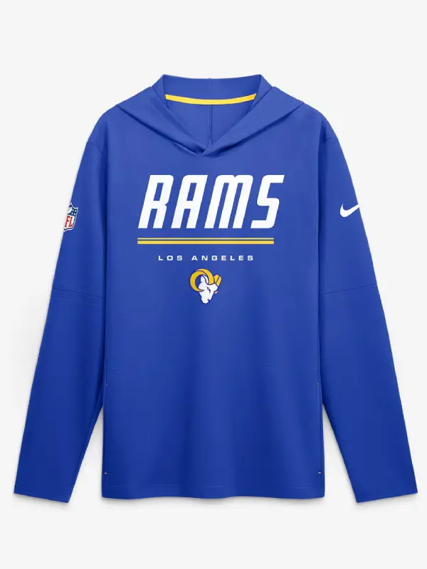 Los Angeles Rams Nike Sideline Game On Long Sleeve Hooded T-shirt Los Angeles Rams Nike Sideline Game On Long Sleeve Hooded T-shirt