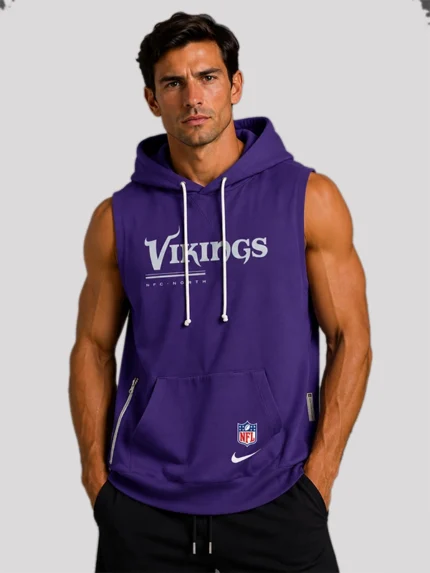 Men minnesota vikings 2026 sideline sleeveless hoodie