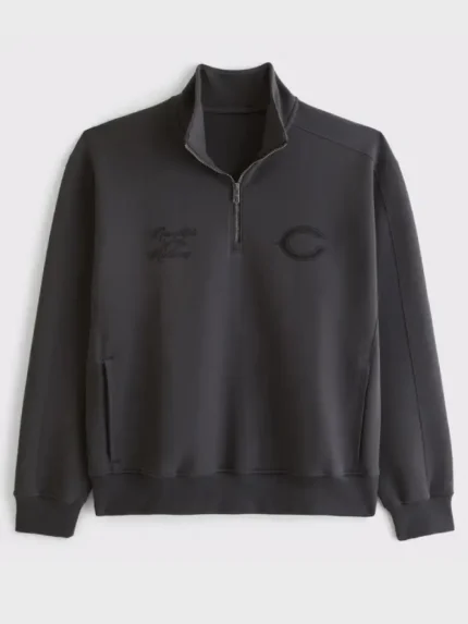 Men's Abercrombie & Fitch Black Chicago Bears YPB neoKNIT MAX Half-Zip Top