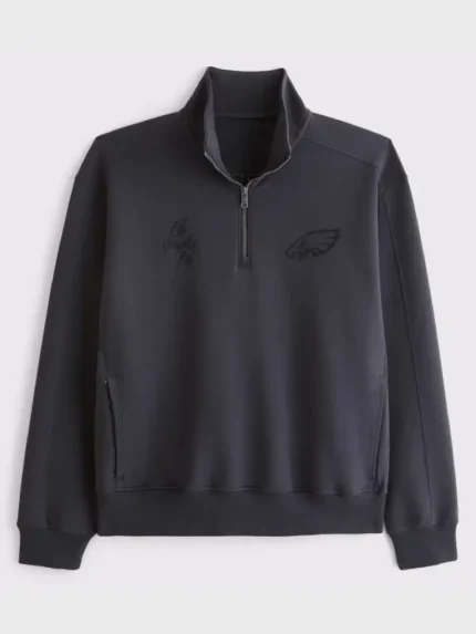 Men's Abercrombie & Fitch Black Philadelphia Eagles YPB neoKNIT MAX Half-Zip Top