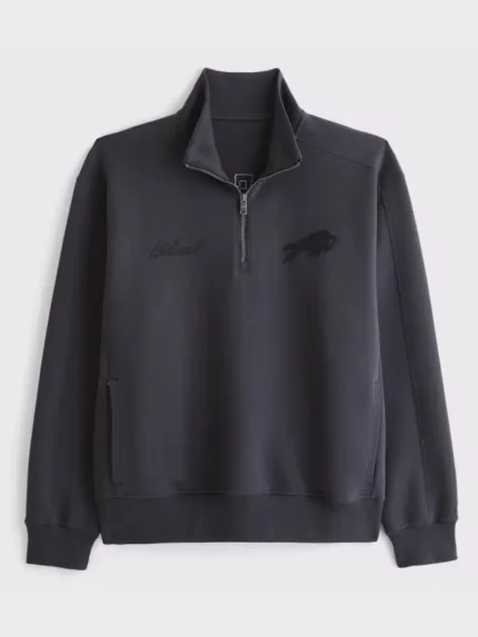 Men's Buffalo Bills Abercrombie & Fitch Black YPB neoKNIT MAX Half-Zip Top