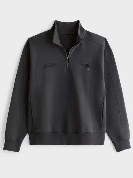 Men's New England Patriots Abercrombie & Fitch Black YPB neoKNIT MAX Half-Zip Top