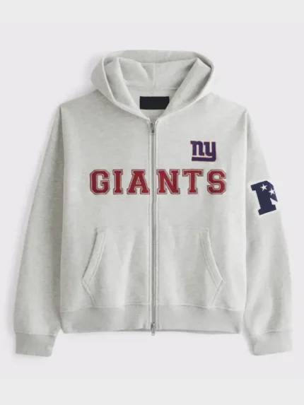 Men's New York Giants Abercrombie & Fitch Gray Fleece Full-Zip Hoodie