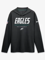 Men's Nike Black Philadelphia Eagles Sideline Game On Lightweight Long Sleeve Hooded Dri-FIT Top