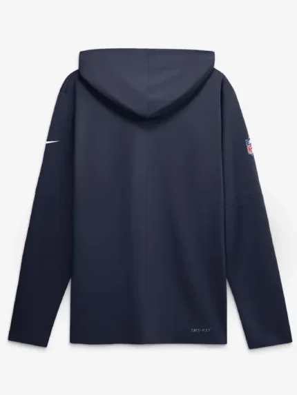 Men's Nike Navy New England Patriots Sideline Game On Lightweight Long Sleeve Hooded Dri-FIT Top