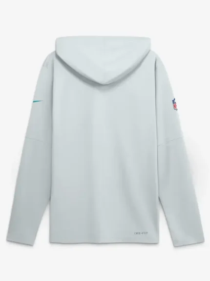 Men's Nike Platinum Miami Dolphins Sideline Game On Lightweight Long Sleeve Hooded Dri-FIT Top