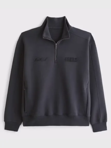 Men's San Francisco 49ers Abercrombie & Fitch Black YPB neoKNIT MAX Half-Zip Top