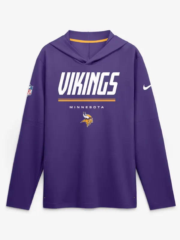 Minnesota Vikings Nike Sideline Game On Long Sleeve Hooded T-shirt Minnesota Vikings Nike Sideline Game On Long Sleeve Hooded T-shirt