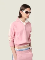 Miu Miu Women's Pink Technical Fabric Stripe Track Jacket