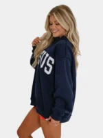 Mock Neck Jesus Sweatshirt Navy