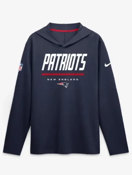 New England Patriots Nike Sideline Game On Long Sleeve Hooded T-shirt