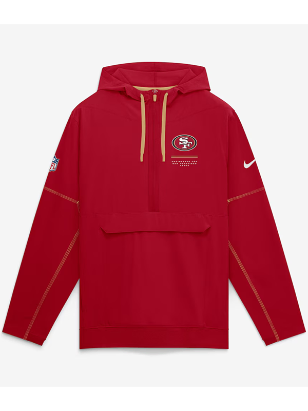Nike San Francisco 49ers 2026 Red Sideline Anorak Jacket Nike San Francisco 49ers 2026 Red Sideline Anorak Jacket