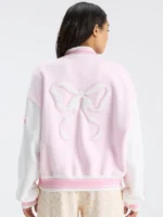 Pink Miami Fanatics x LoveShackFancy Varsity Jacket