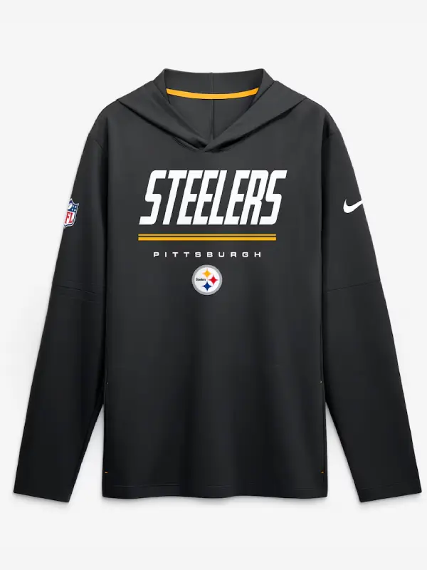 Pittsburgh Steelers Nike Sideline Game On Long Sleeve Hooded T-shirt Pittsburgh Steelers Nike Sideline Game On Long Sleeve Hooded T-shirt
