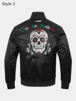 Pro Standard Viva Los Raiders Sugar Skull Satin Bomber Jacket Black