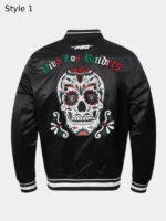Pro Standard Viva Los Raiders Sugar Skull Satin Jacket Black