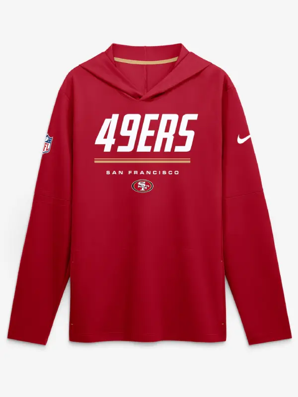 San Francisco 49ers Nike Sideline Game On Long Sleeve Hooded T-shirt San Francisco 49ers Nike Sideline Game On Long Sleeve Hooded T-shirt
