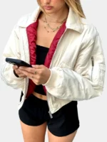 Scarlet And Sam White Bomber Jacket