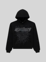 Sp5der rhinestone punk V2 hoodie Black