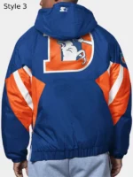 Starter Denver Broncos Mens Blue Retro The Line Up Pullover Jacket