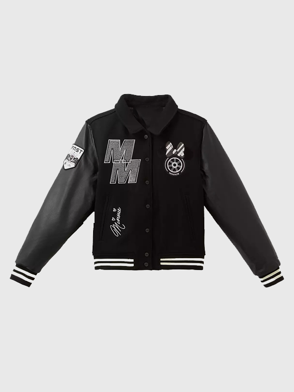 Unisex Disney x Formula 1 Minnie Mouse Varsity Jacket 2026 Unisex Disney x Formula 1 Minnie Mouse Varsity Jacket 2026