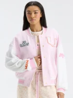 University Miami Pink White Varsity Jacket