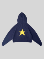 Vwoollo Knit Hoodie Navy And Yellow Star