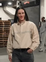 WNBA Caitlin Clark Beige Zip-Up Track Jacket