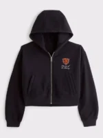 Women's Abercrombie & Fitch Navy Chicago Bears YPB On The Go 6AM Full-Zip Hoodie