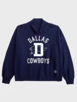 Women's Dallas Cowboys Abercrombie & Fitch Navy Sunday Oversized Funnel Neck Sweatshirt