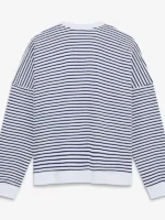 Women's Fanatics White-Navy Dallas Cowboys Striped Oversized French Terry Sweatshirt