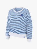 Women's Fanatics WhiteRoyal Buffalo Bills Striped Oversized French Terry Sweatshirt