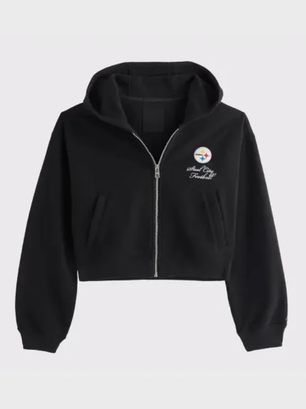 Women's Pittsburgh Steelers Abercrombie & Fitch Black YPB On The Go 6AM Full-Zip Hoodie