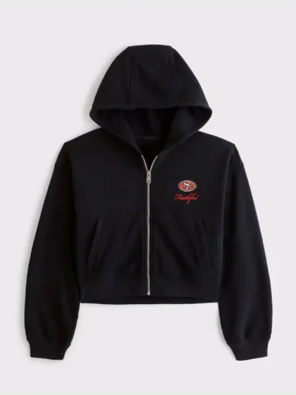 Women's San Francisco 49ers Abercrombie & Fitch Black YPB On The Go 6AM Full-Zip Hoodie