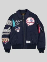 womens New york yankees alpha industries ma 1 flight Navy jacket