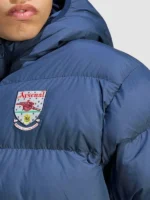 2026-27 Adidas Arsenal EQT Blue Puffer Hooded Jacket