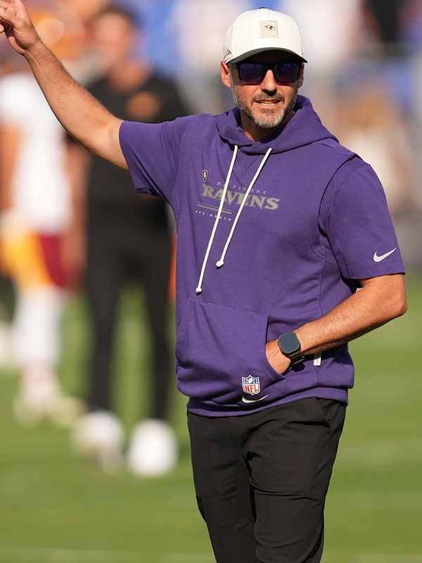 2026 Baltimore Ravens Jesse Minter Nike Preseason Purple Sleeveless Pullover Hoodie 2026 Baltimore Ravens Jesse Minter Nike Preseason Purple Sleeveless Pullover Hoodie