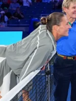 2026 US Open Marta Kostyuk Grey Oversized Cropped Track Jacket