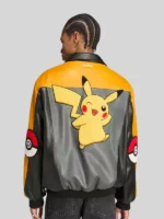 Adidas Originals Pokémon 8 Ball Leather Bomber Jacket yellow and grey