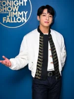 BTS Jungkook White Bomber Jacket tonight