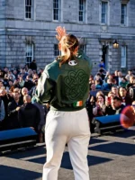 Croke Park Katie Taylor Green Bomber Leather Jacket