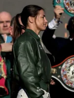 Croke Park Katie Taylor Green Leather Jacket